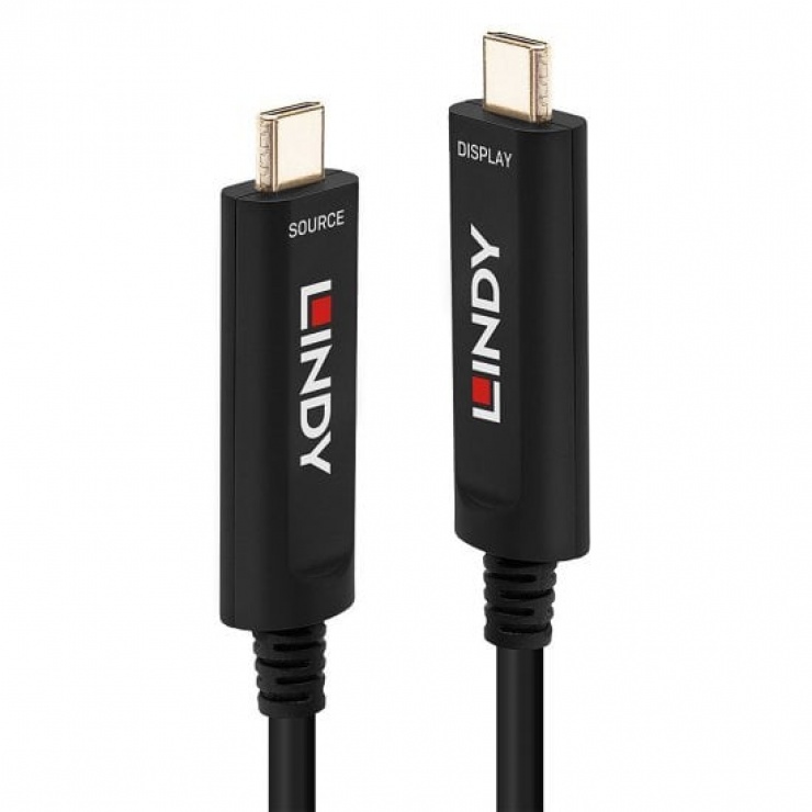 Imagine Cablu audio video Fibra Optica Hybrid USB-C T-T 5m, Lindy L38501